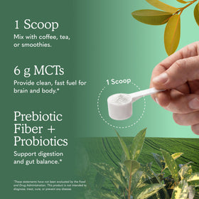 Poudre MCT Bio Garden of Life sur une table en bois