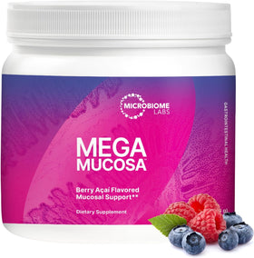 Poudre MegaMucosa de Microbiome Labs vue de face dans son emballage