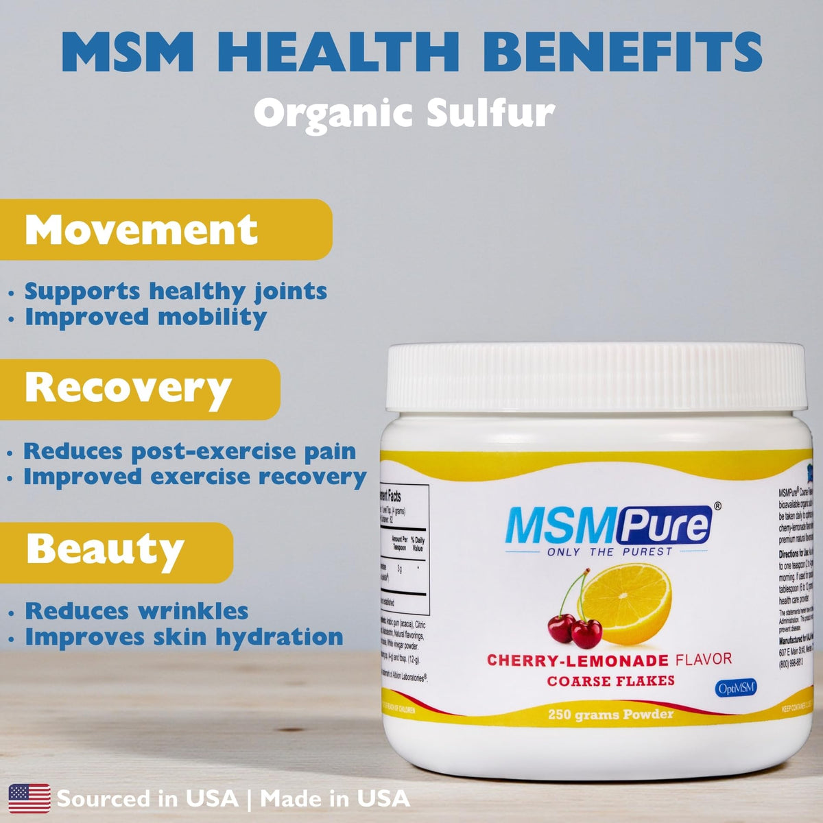 Poudre MSM KALA HEALTH dans un verre d'eau