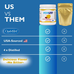 Poudre MSM KALA HEALTH vue de dos avec informations nutritionnelles