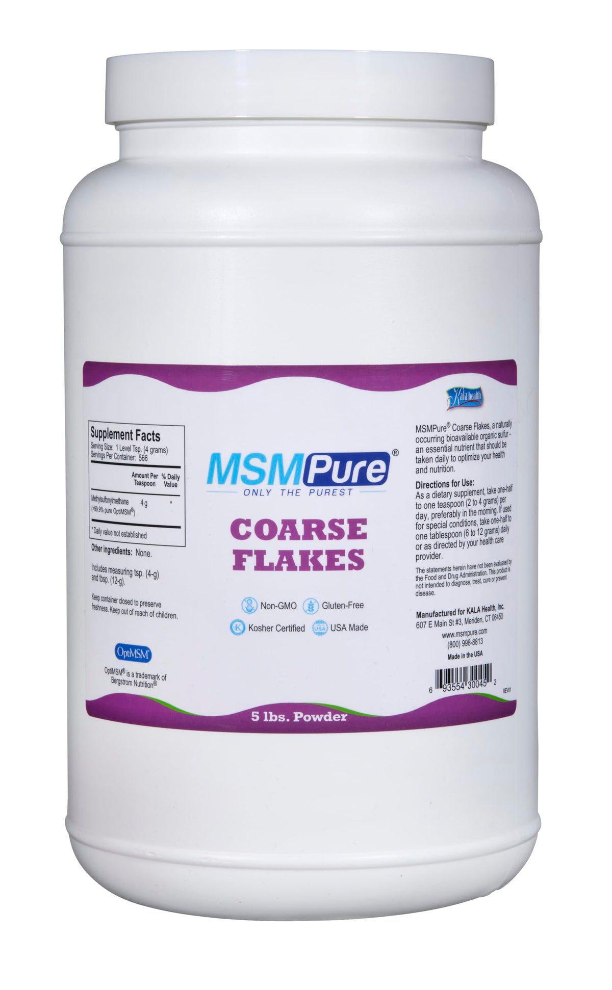 Poudre MSM MSMPure KALA HEALTH 5 lb flocons grossiers