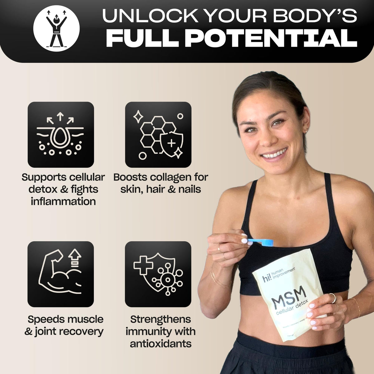 Poudre MSM Pure Human Improvement 240g emballage