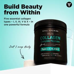 Poudre Multi Collagène Vital Vitamins 322g avec cuillère