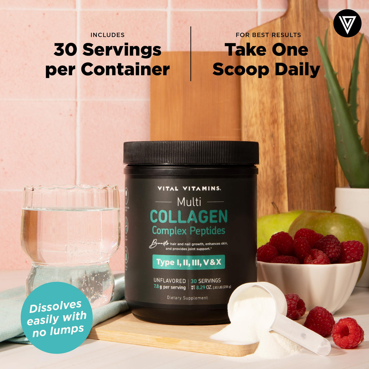 Poudre Multi Collagène Vital Vitamins 322g en utilisation