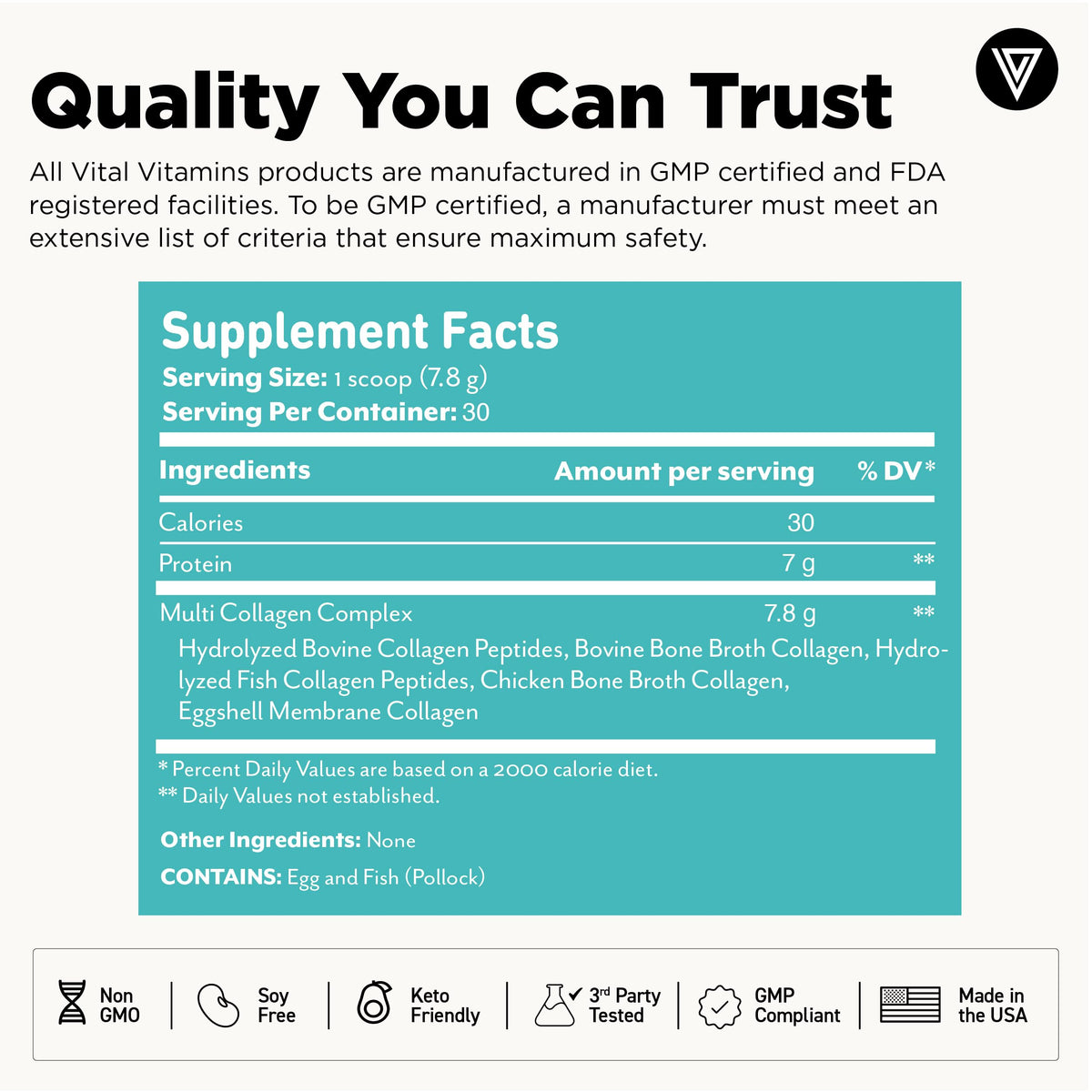 Poudre Multi Collagène Vital Vitamins 322g ouverte
