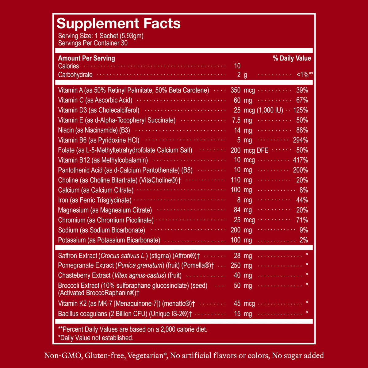 Poudre multivitamines Biologica sur un fond blanc