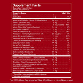 Poudre multivitamines Biologica sur un fond blanc