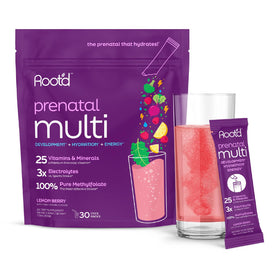 Poudre multivitamines prénatales Root'd en sachet, 30 portions, vue de face