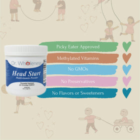 Poudre multivitaminique Head Start dans un verre de liquide