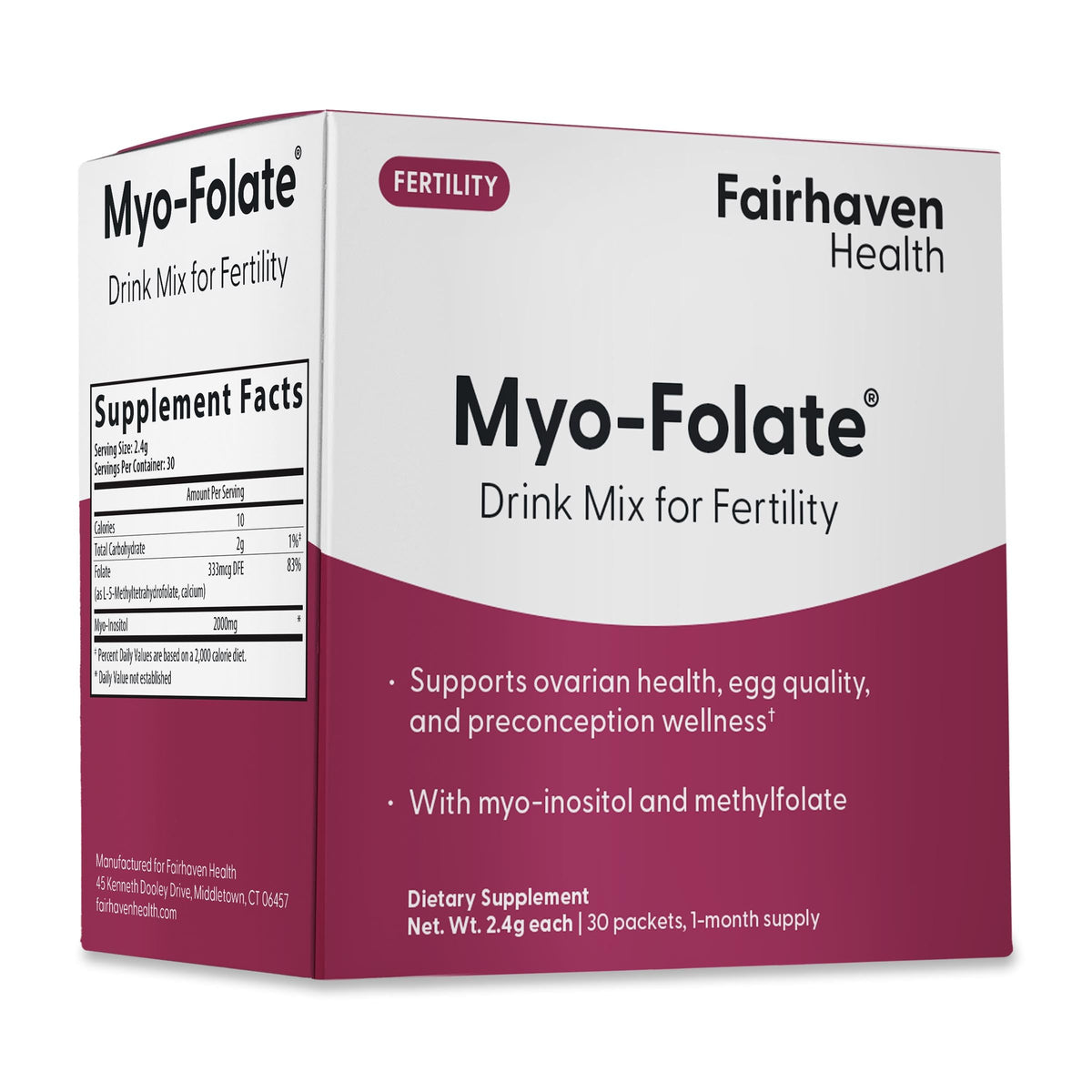 Poudre Myo-Folate Fairhaven Health sachets individuels