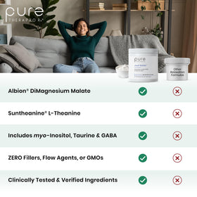 Poudre Myo-Inositol GABA L-Théanine Pure Therapro Rx versée dans un verre