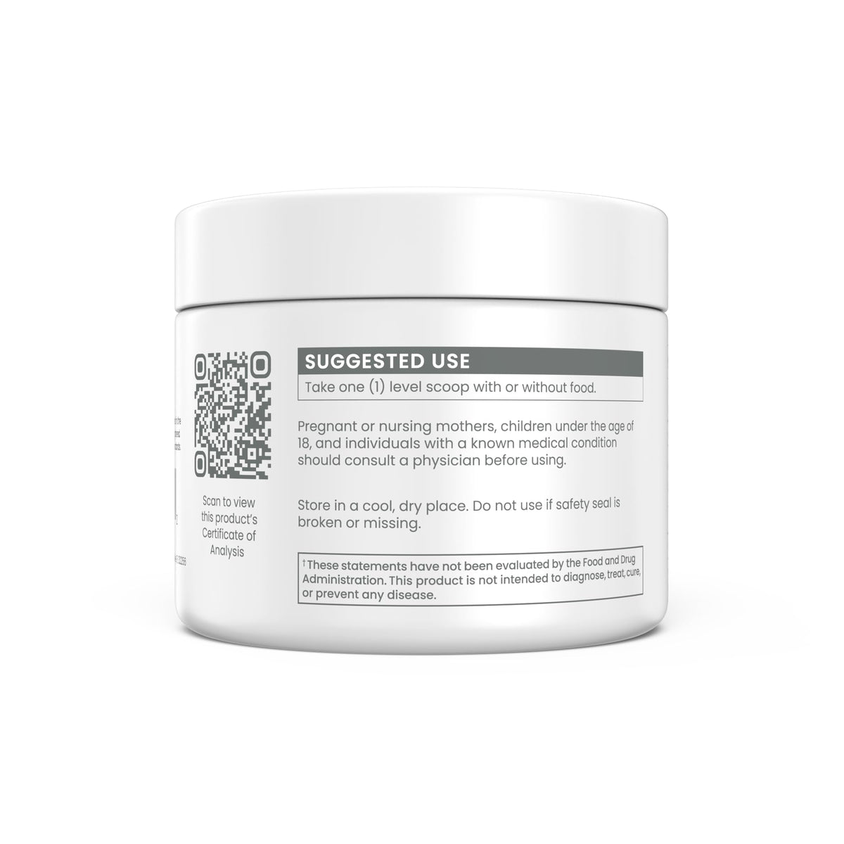 Poudre NMN Renue By Science 100g vue de dos avec informations nutritionnelles