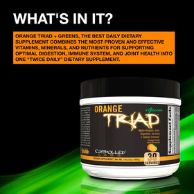 Poudre Orange Triad + Greens mélangée dans de l'eau