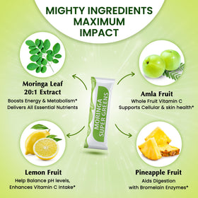 Poudre Organic Veda Moringa Amla dans un verre d'eau