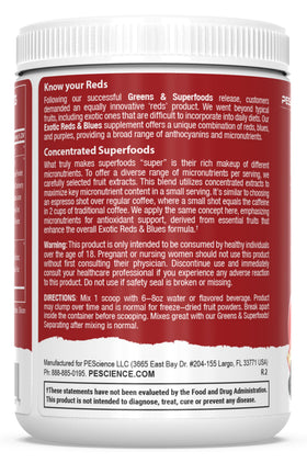 Poudre PEScience Exotic Reds & Blues dans sa boîte