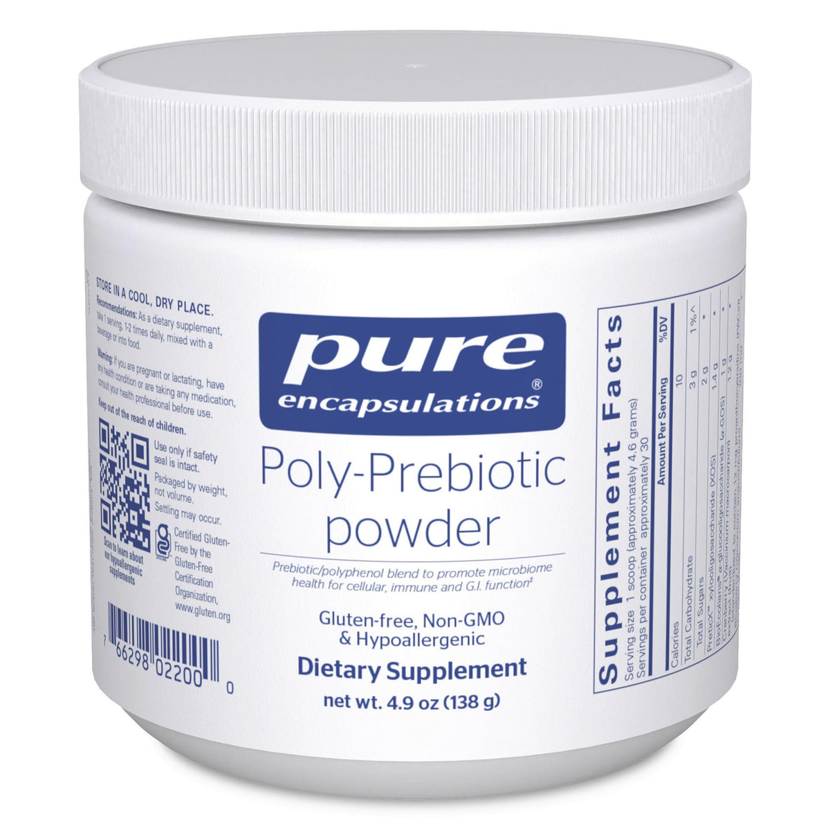 Poudre Poly-Prébiotique Pure Encapsulations 191g vue de face