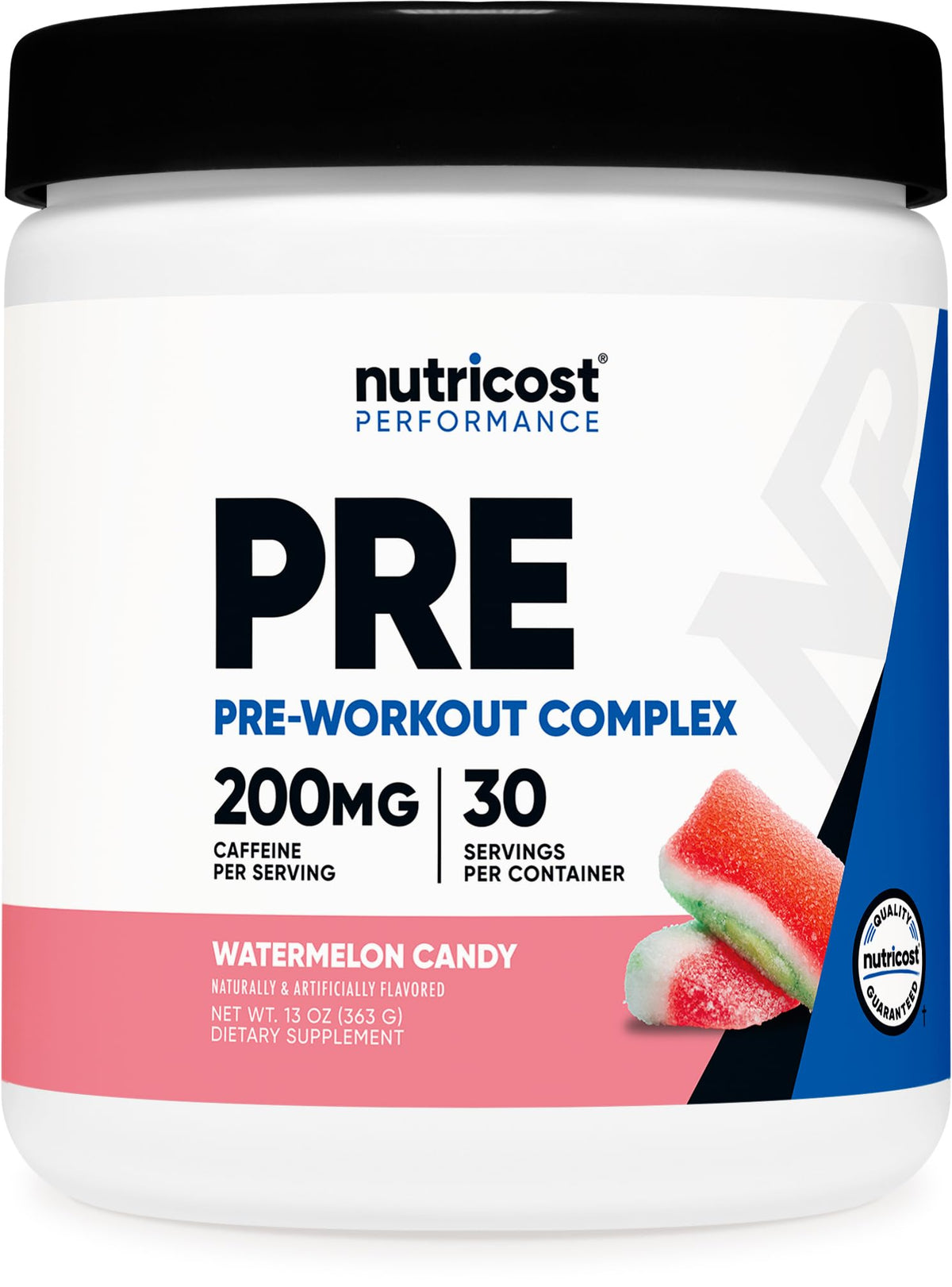 Poudre pré-entraînement Nutricost saveur pastèque 30 portions vue de face