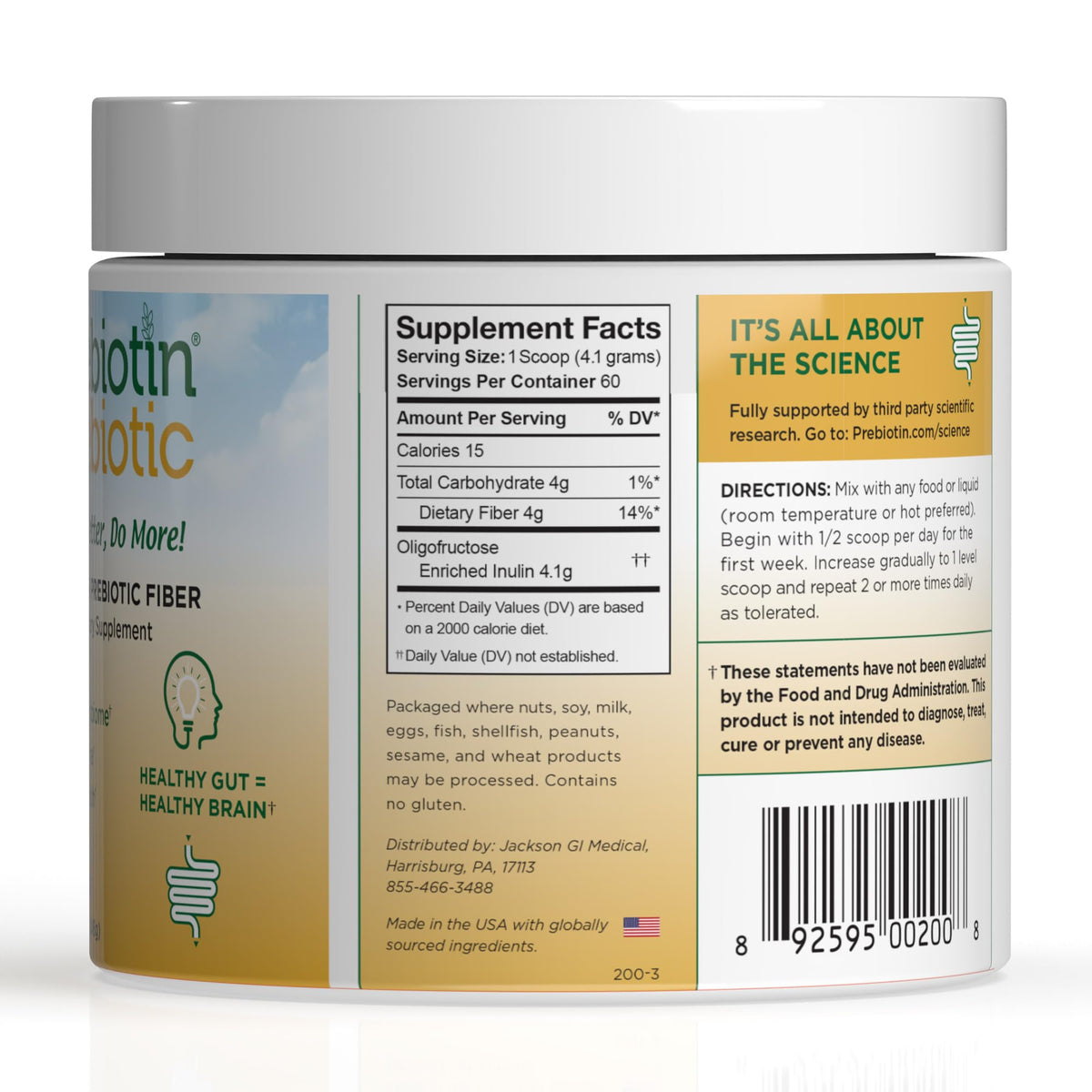 Poudre Prebiotin dans un verre d'eau