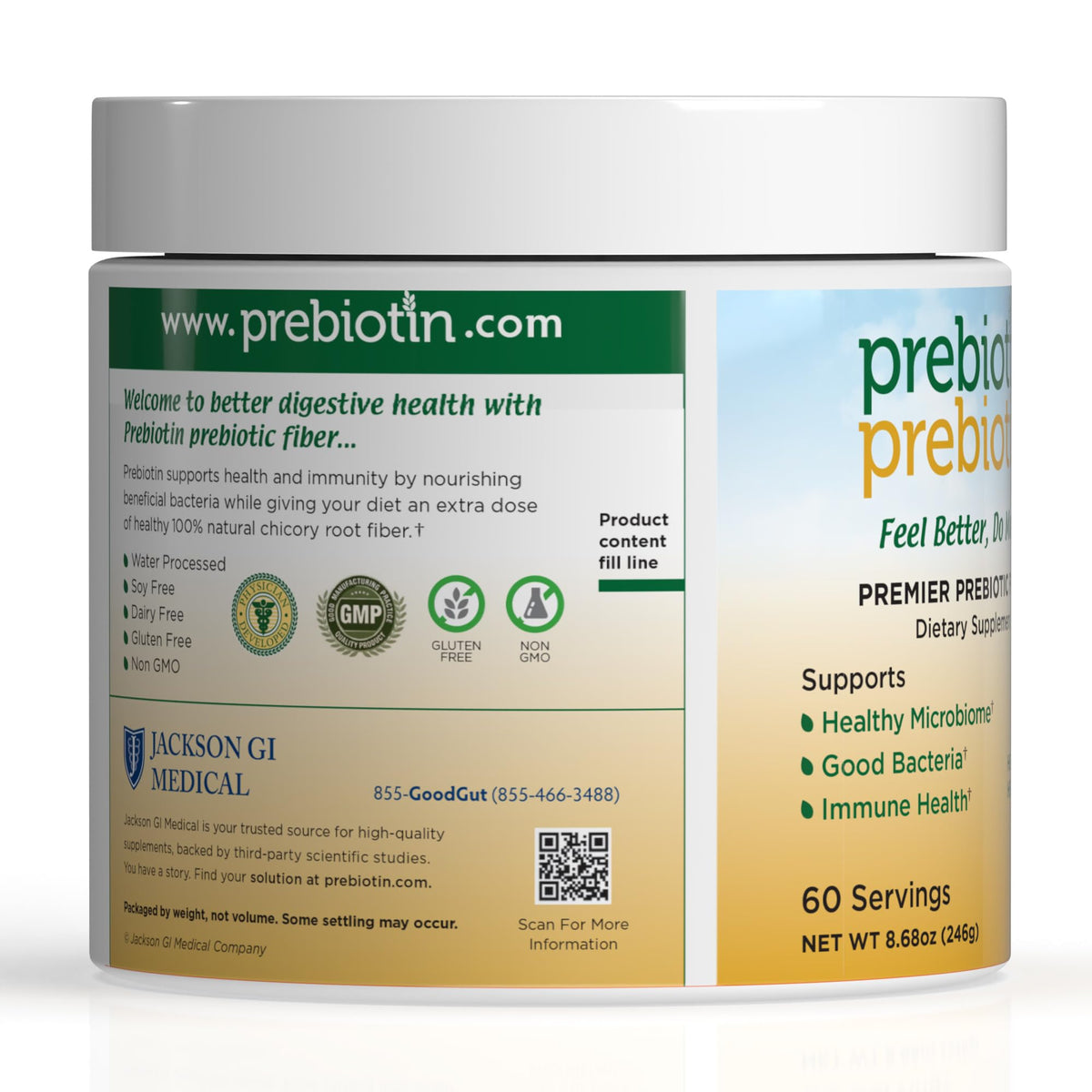 Poudre Prebiotin sur une cuillère