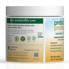 Poudre Prebiotin sur une cuillère