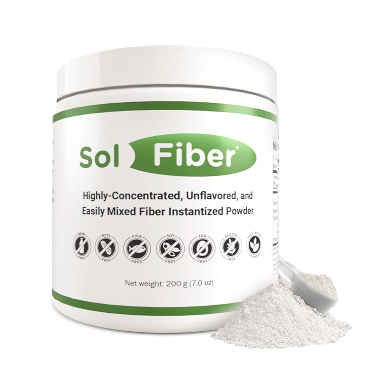 Poudre prébiotique Solace Nutrition 259g vue de face