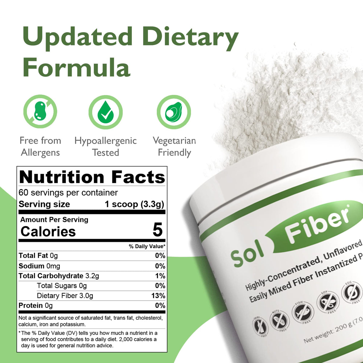 Poudre prébiotique Solace Nutrition dans un verre