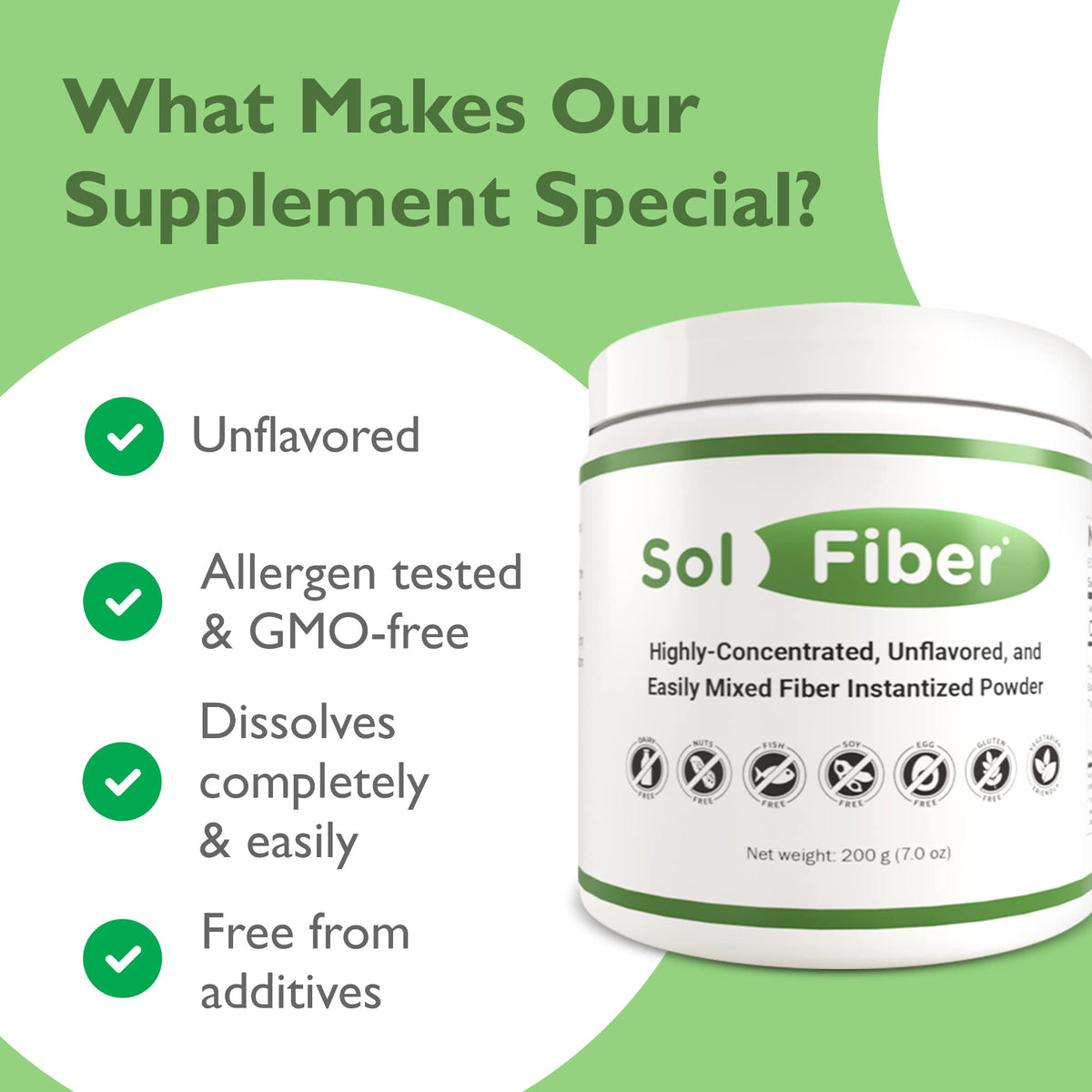 Poudre prébiotique Solace Nutrition sur une cuillère