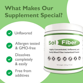 Poudre prébiotique Solace Nutrition sur une cuillère