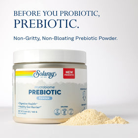 Poudre prébiotique SOLARAY Mycrobiome 222g dans un verre d'eau