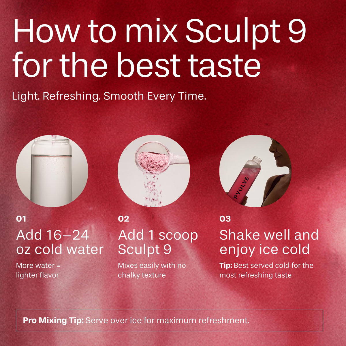 Poudre PVOLVE Sculpt 9 sur une surface de cuisine