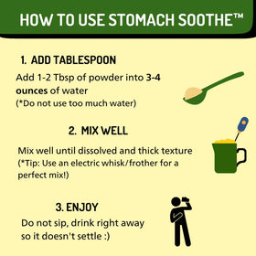 Poudre Stomach Soothe dans un verre d'eau