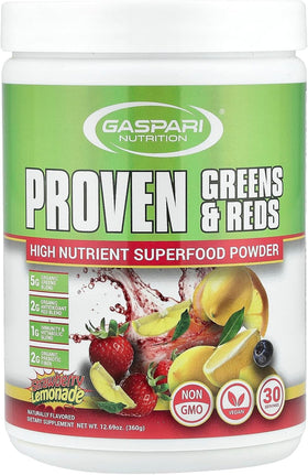Poudre super-aliment Gaspari Nutrition Greens and Reds vue avant avec étiquette