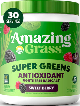 Poudre Super Greens Amazing Grass 276g vue avant avec étiquette