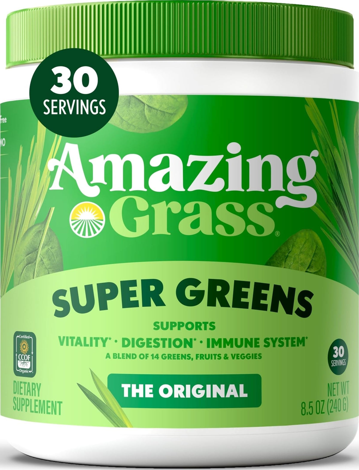 Poudre Super Greens Amazing Grass 307g vue de face