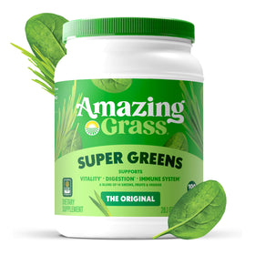 Poudre Super Greens Bio Amazing Grass avec des muffins