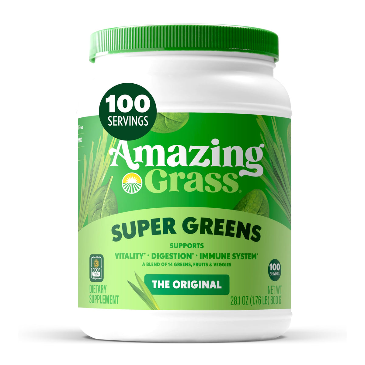 Poudre Super Greens Bio Amazing Grass vue de face