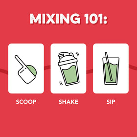 Poudre Super Greens Cherry Limeade Clean Simple Eats avec un shaker
