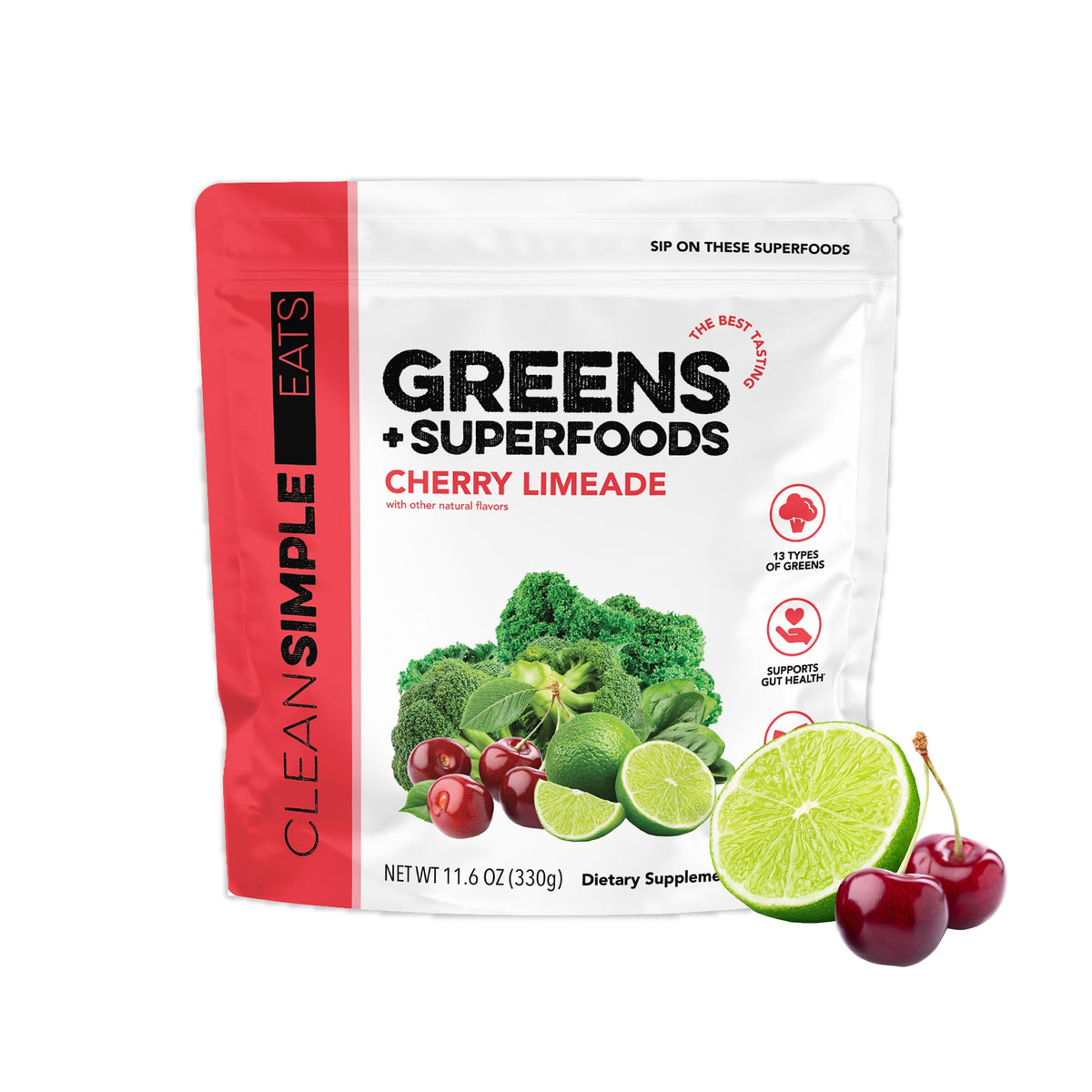 Poudre Super Greens Cherry Limeade Clean Simple Eats vue avant