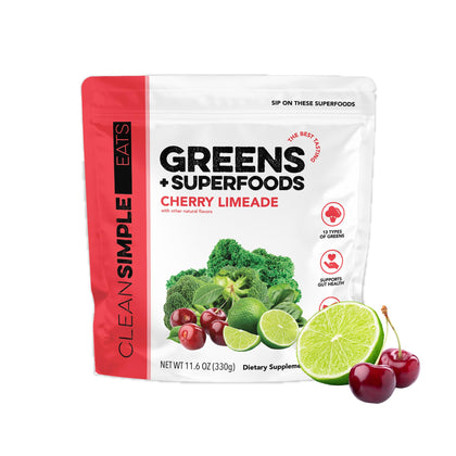 Poudre Super Greens Cherry Limeade Clean Simple Eats vue avant