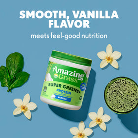 Poudre Super Greens+ d'Amazing Grass avec cuillère en bois