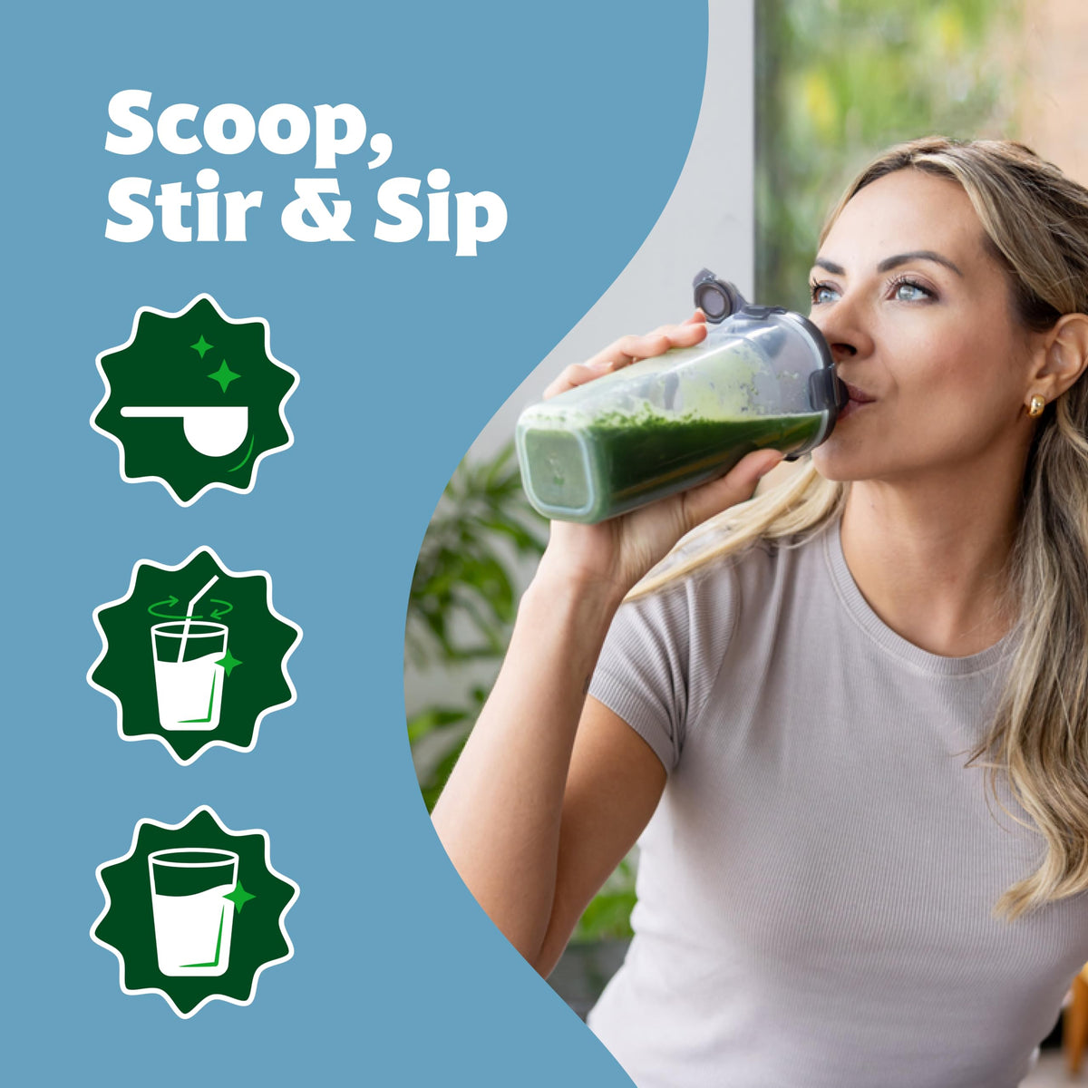 Poudre Super Greens+ d'Amazing Grass dans un smoothie