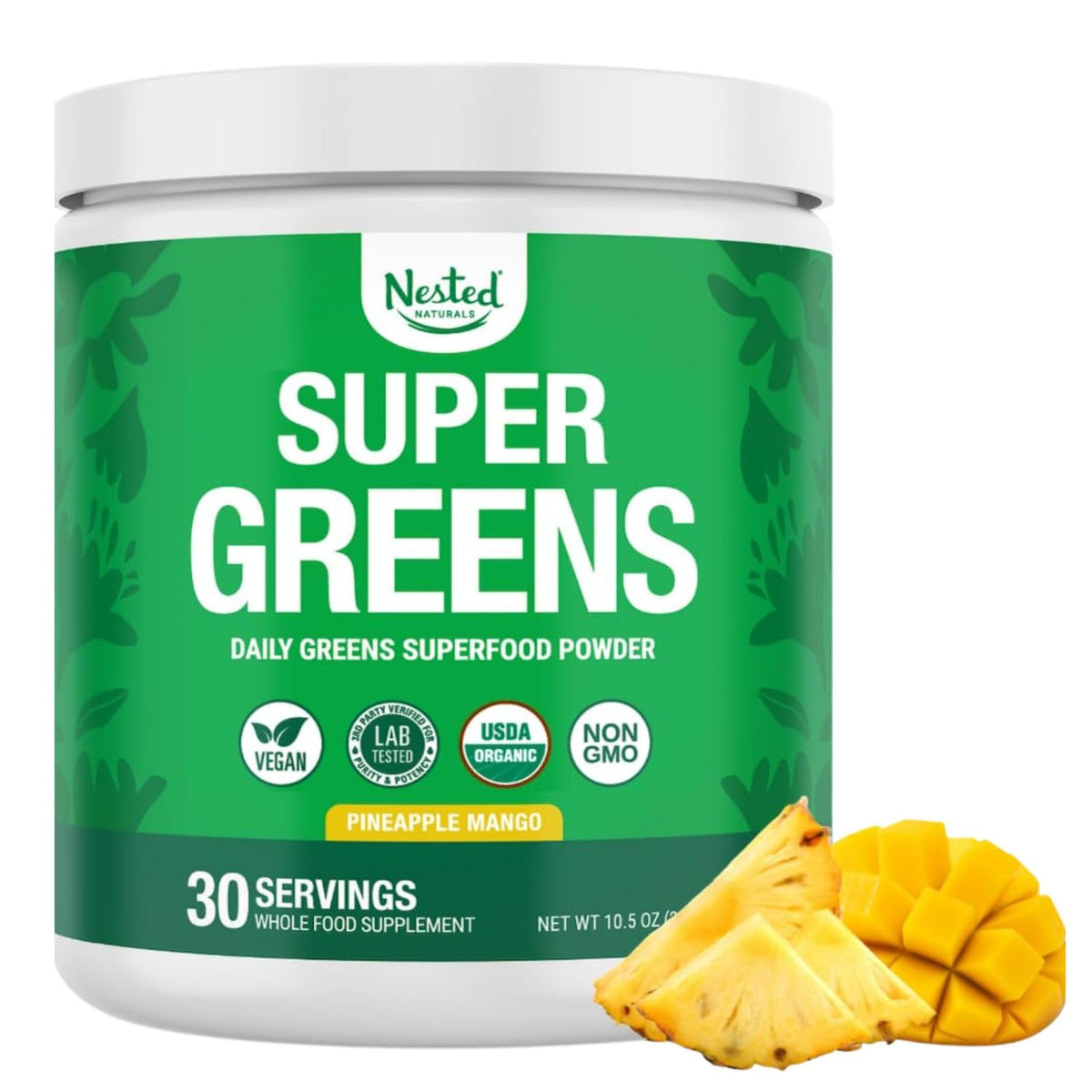 Poudre Super Greens de Nested Naturals, vue de face