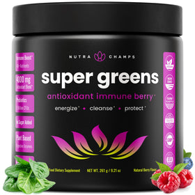 Poudre Super Greens NutraChamps 331g vue avant avec étiquette