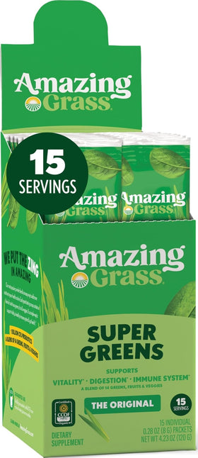 Poudre Super Greens Original d'Amazing Grass en sachets individuels