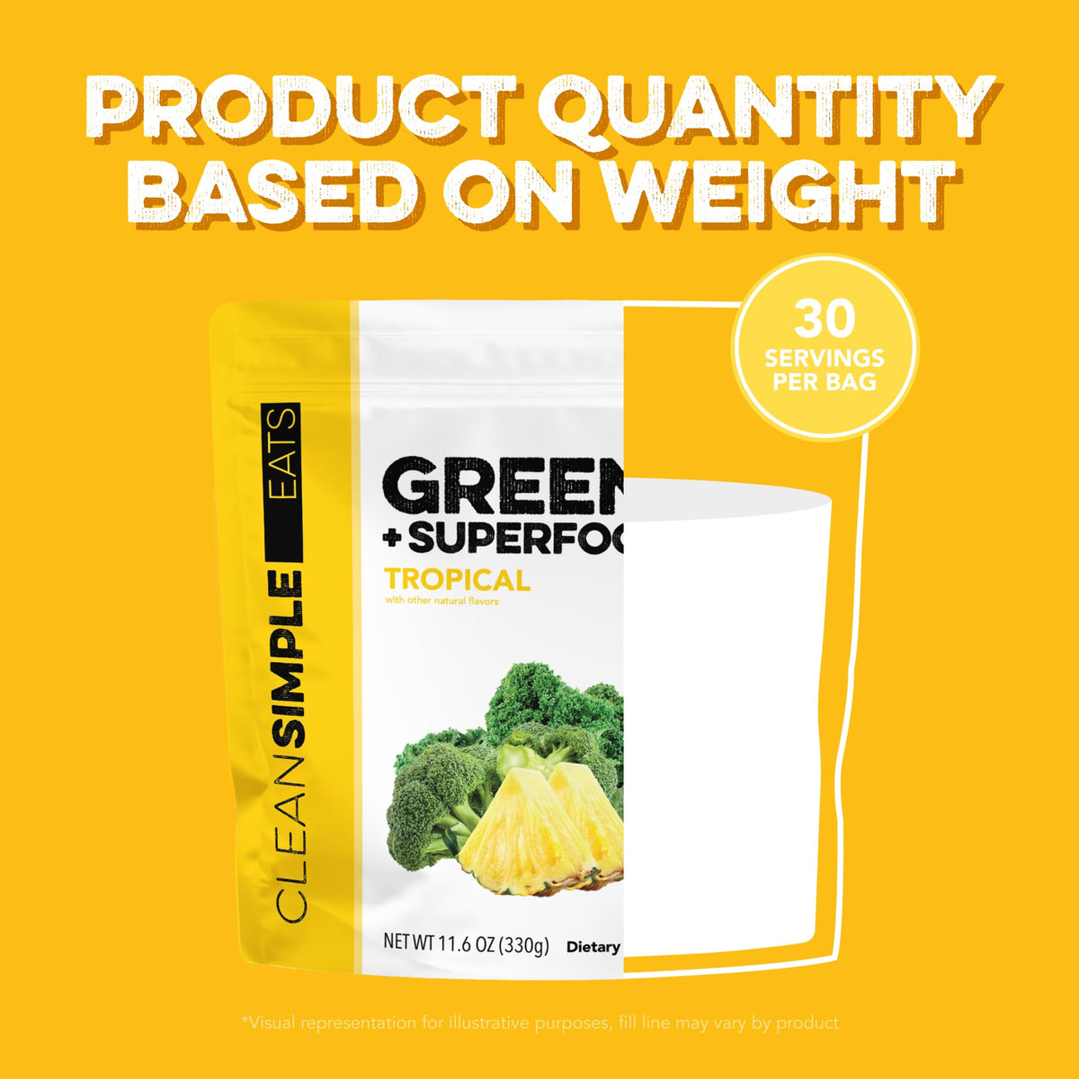 Poudre Super Greens Tropical Clean Simple Eats en utilisation
