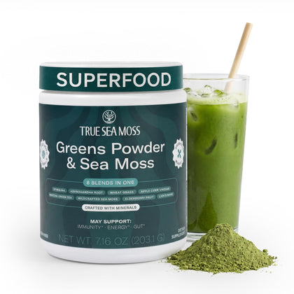 Poudre Super Greens TrueSeaMoss 272g vue de face