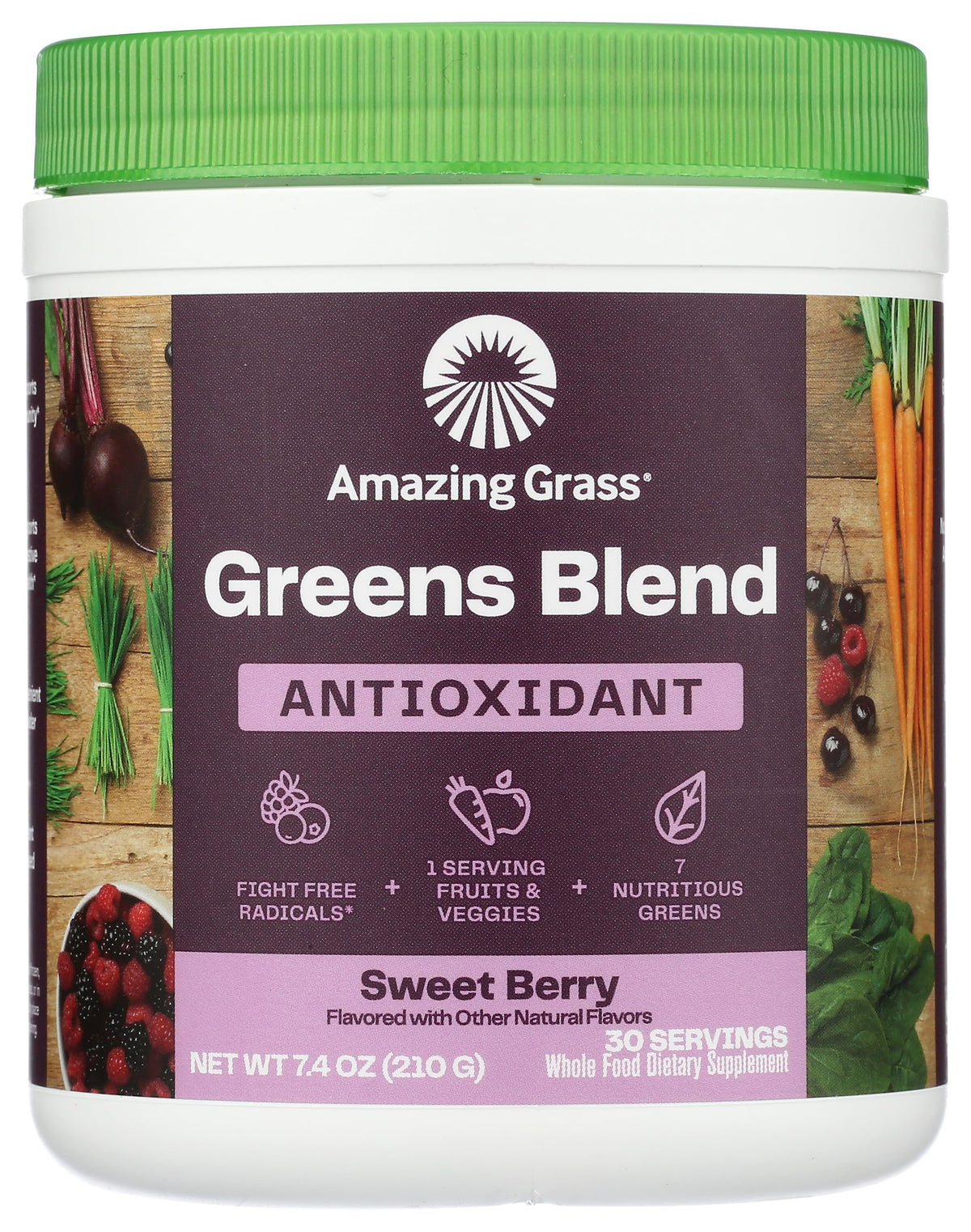 Poudre superaliment antioxydante Amazing Grass aux baies douces vue avant