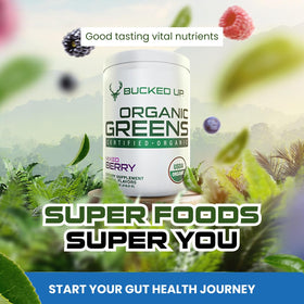 Poudre superaliment Bucked Up avec des fruits frais