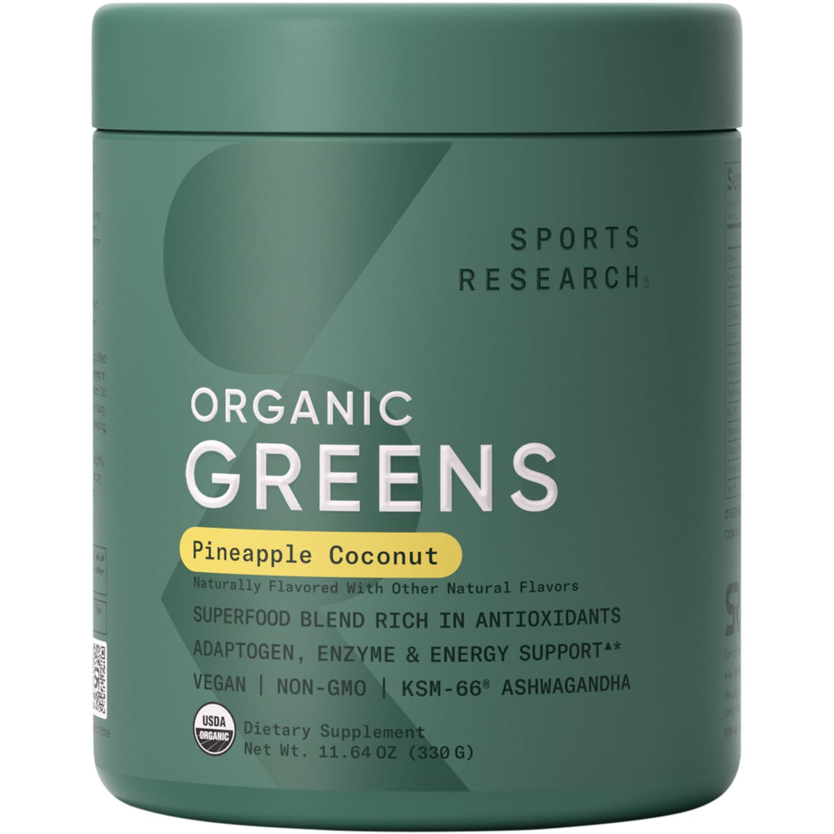 Poudre Superfood Bio Sports Research 11,6oz Ananas Coco vue de face