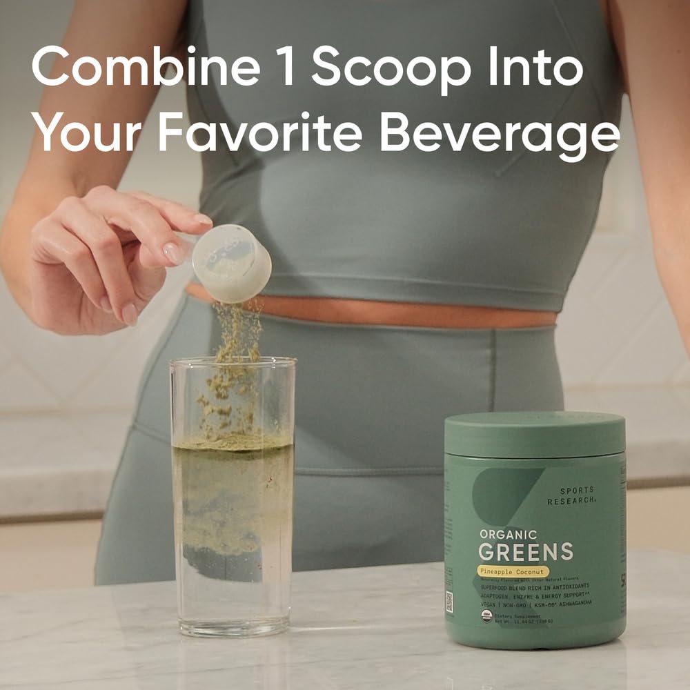 Poudre Superfood Bio Sports Research Ananas Coco dans un bol